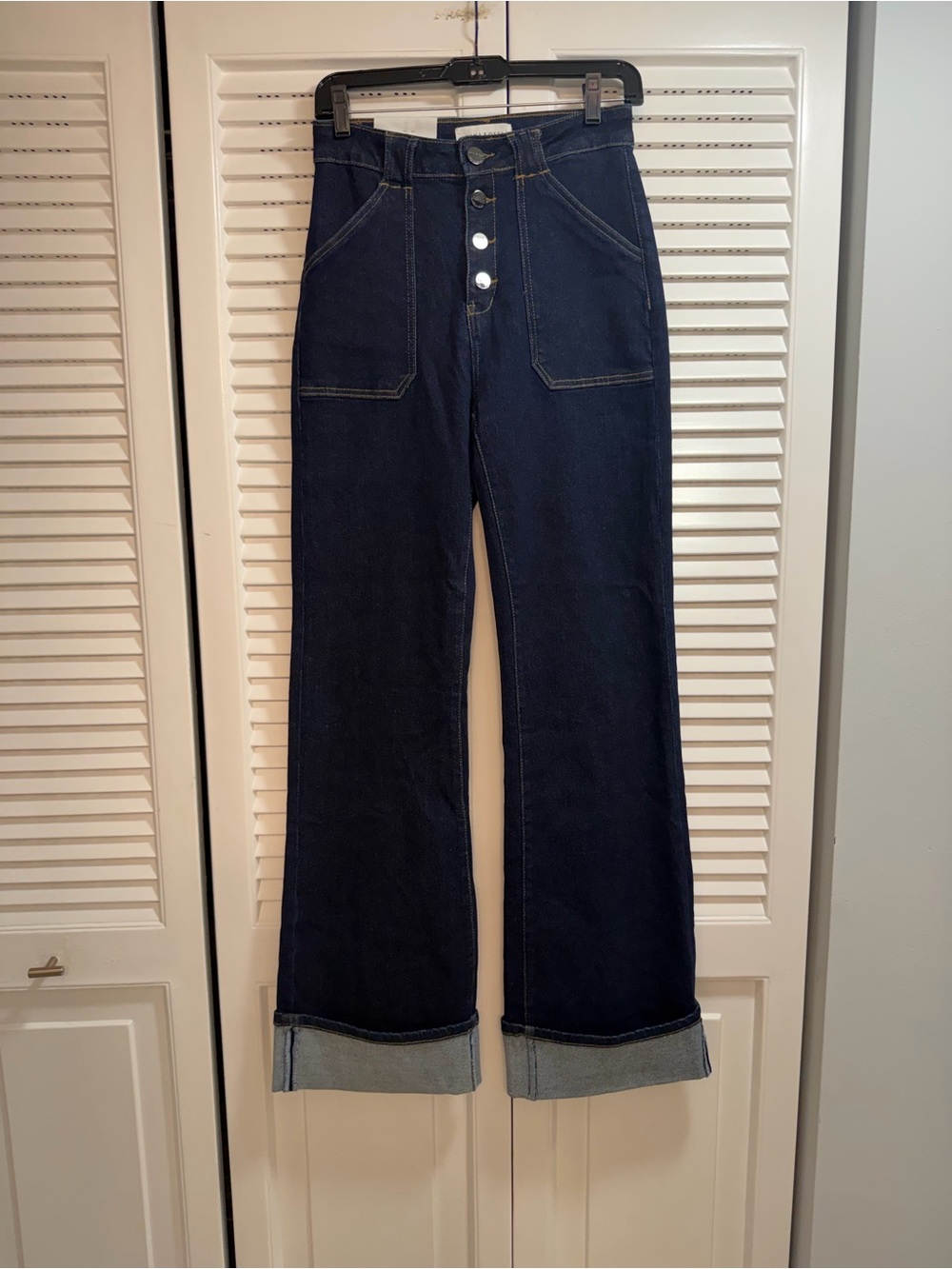 Nina Rossi 
High-Rise Wide-Leg Jeans in Dark Indigo